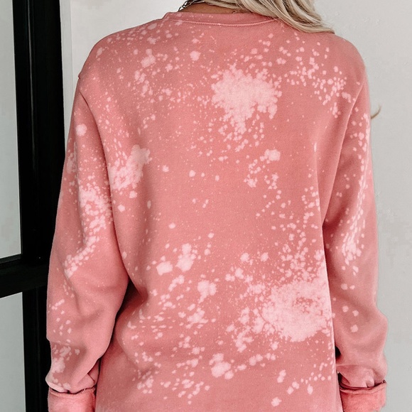 B210 Pink Tye Dye Autumn Pumpkin Graphic Drop Shoulder Sweatshirt - Picture 3 of 3